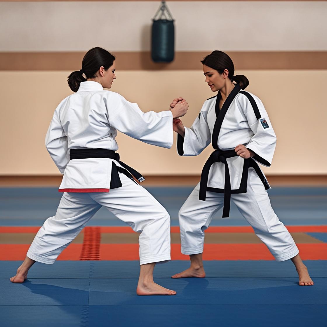 Martial artist wearing foam-padded protective gear