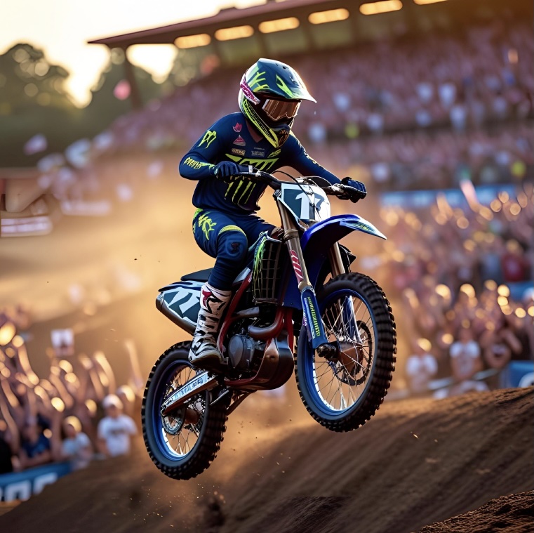 Motocross rider with foam-lined helmet